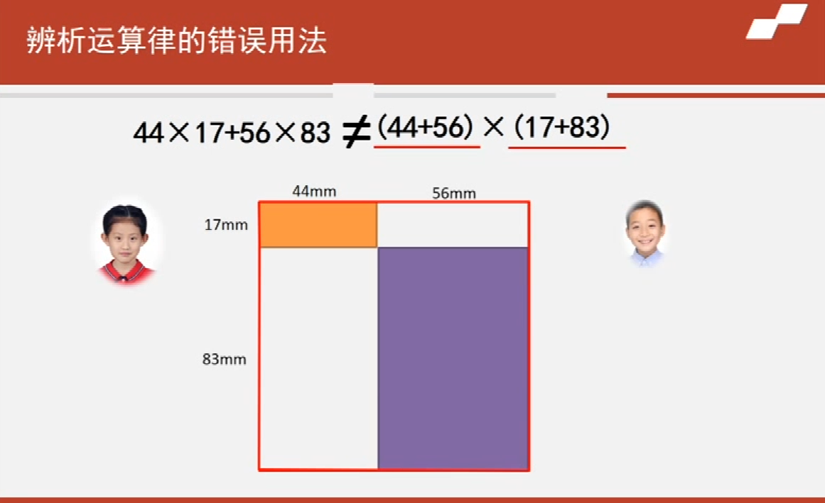 海淀区综合学习-4年级-长方形里的运算律（下）